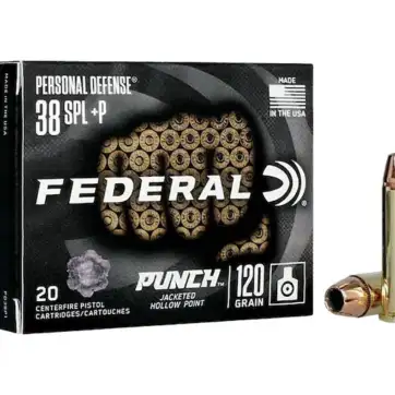 Federal Personal Defense Punch 38 Special +P Ammo 120 Grain Jacketed Hollow Point