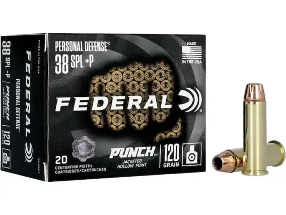 Federal Personal Defense Punch 38 Special +P Ammo 120 Grain Jacketed Hollow Point