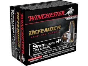 Winchester Defender 9mm Luger +P Ammo 124 Grain Winchester PDX1 Bonded Jacketed Hollow Point