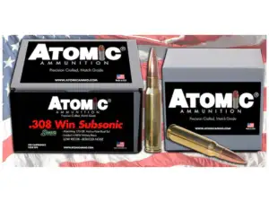 Atomic Ammunition Match Subsonic 308 Winchester Ammo 175 Grain Sierra MatchKing Jacketed Hollow Point Box of 100